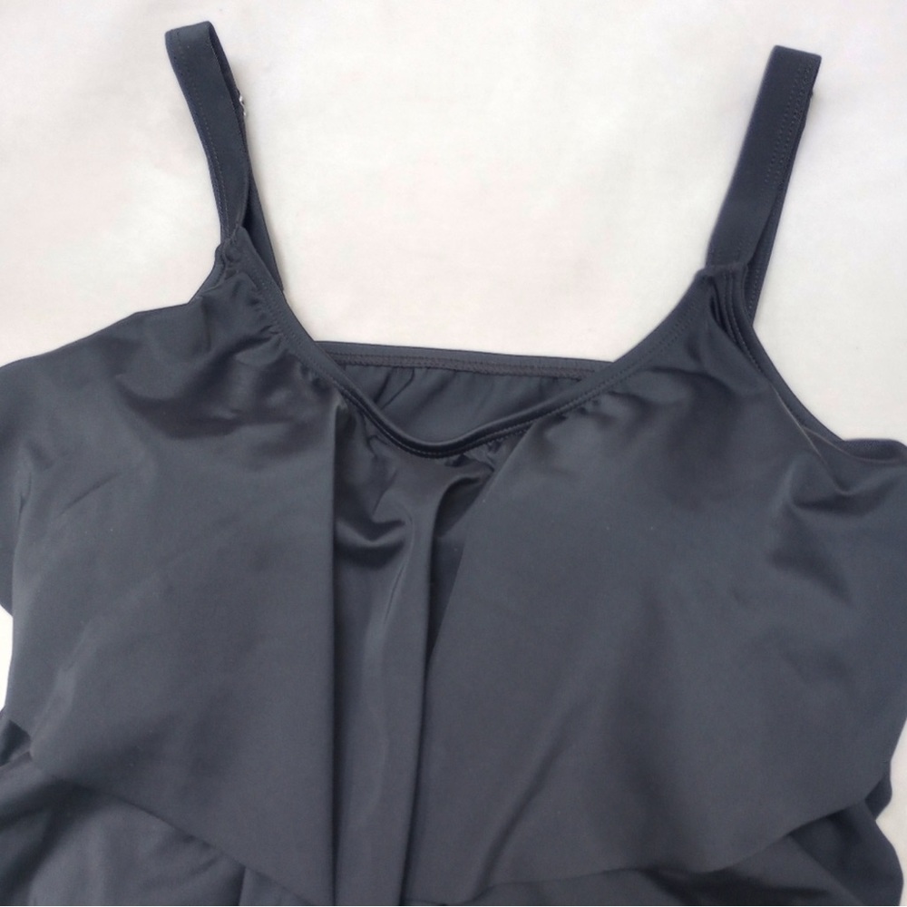 NWT Septangle Black Tiered Tankini Top, size 14 - Picture 3 of 12